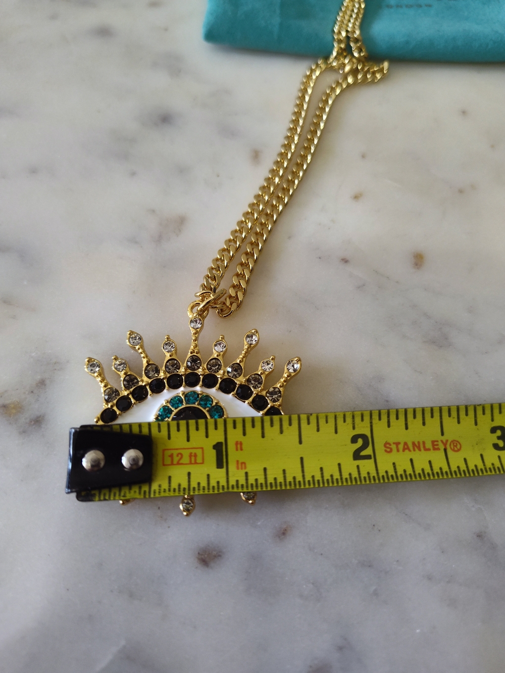 KURT GEIGER London Evil Eye Crystal Statement Necklace NWT Gold Tone w Dust Bag - Picture 5 of 7